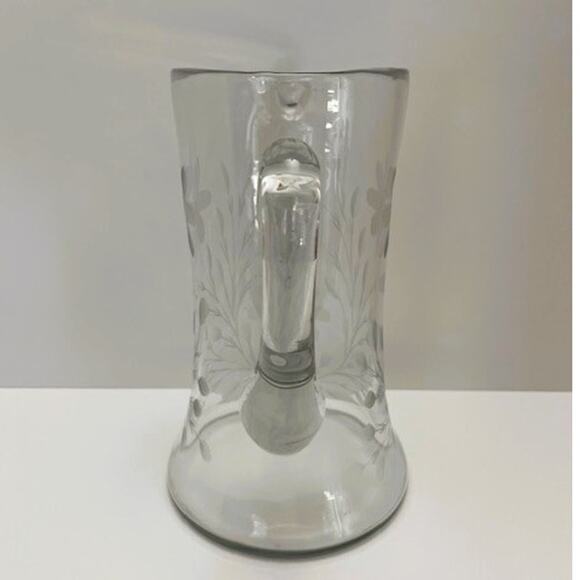 Vintage Tiffin Glass, Etched Floral & Stem, Cut Stem, Tall Glass Pitcher (1930s) - Picture 2 of 7